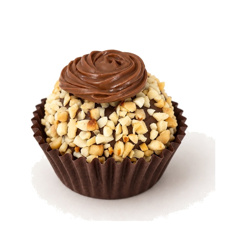 Brigadeiro Ferrero Rocher de BRIGÁ en su cápsula de papel